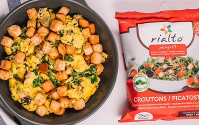 Creamy Scrambled Eggs with Croutons