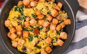 Creamy Scrambled Eggs with Croutons